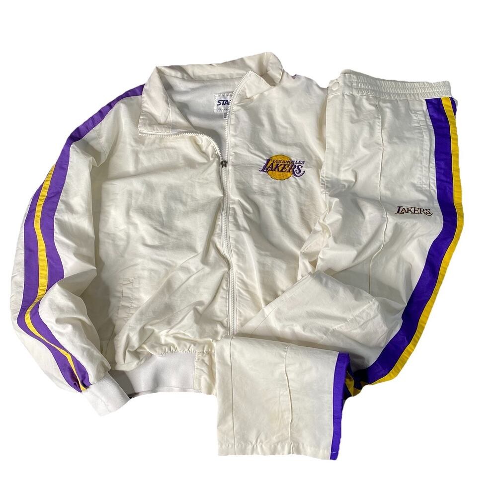 Vintage 90s Los Angeles Lakers Starter Track Set Jacket Pants XL & M